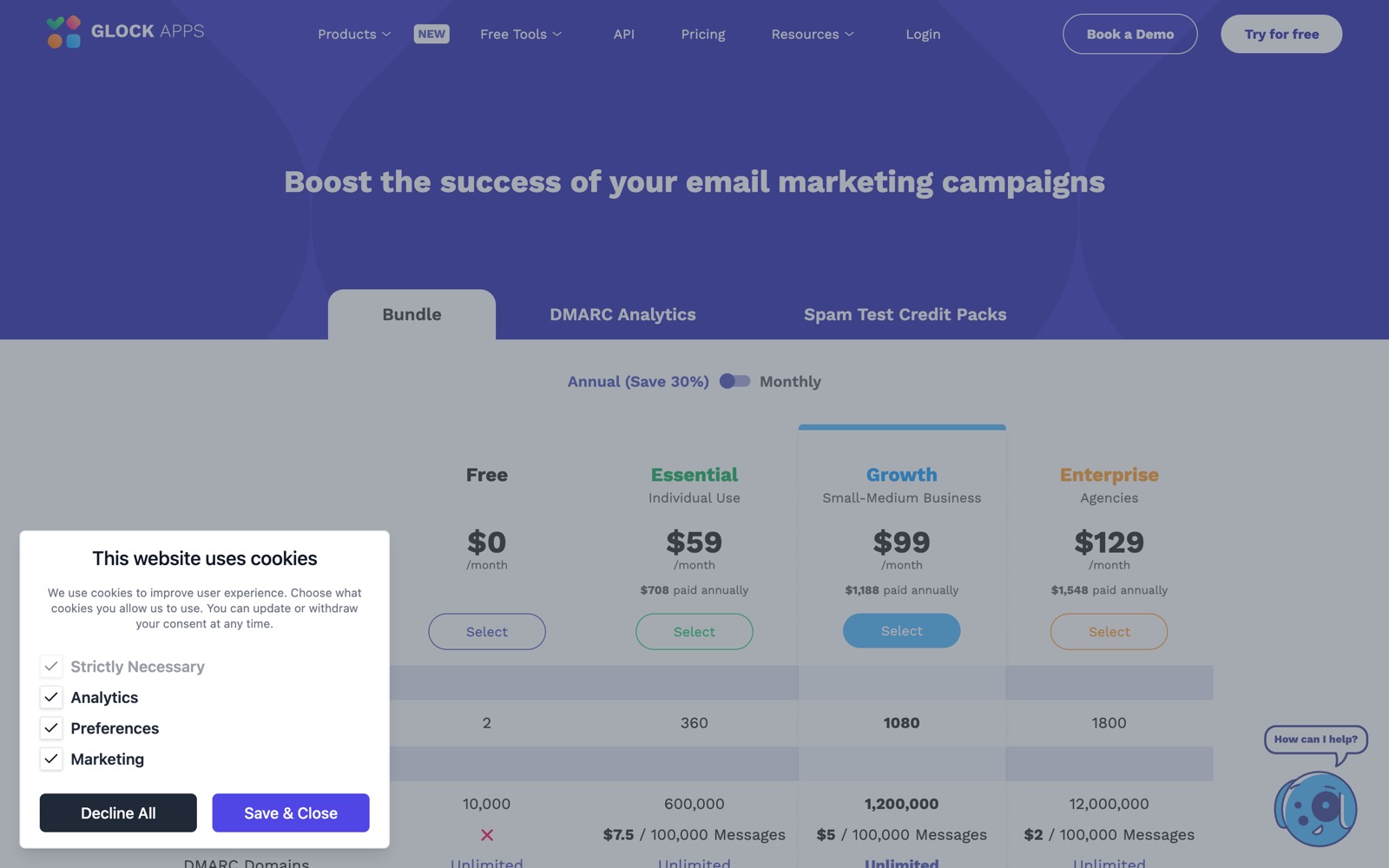 GlockApps: GlockApps pricing: plans sold by spam test credits.