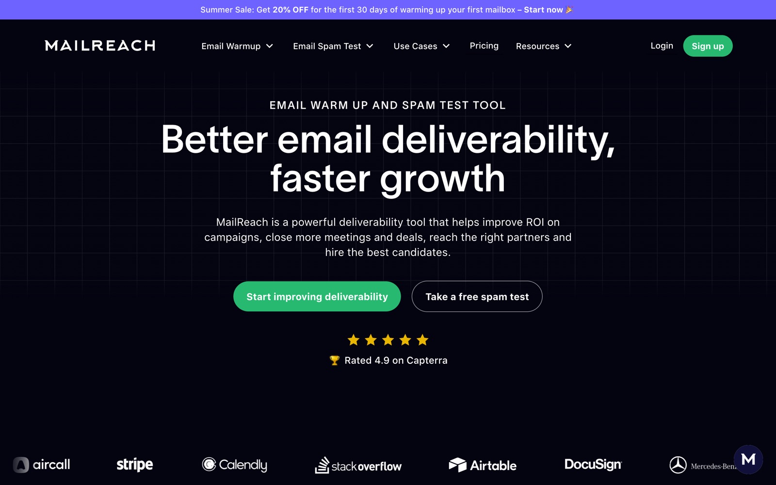 MailReach email warmup and spam test homepage