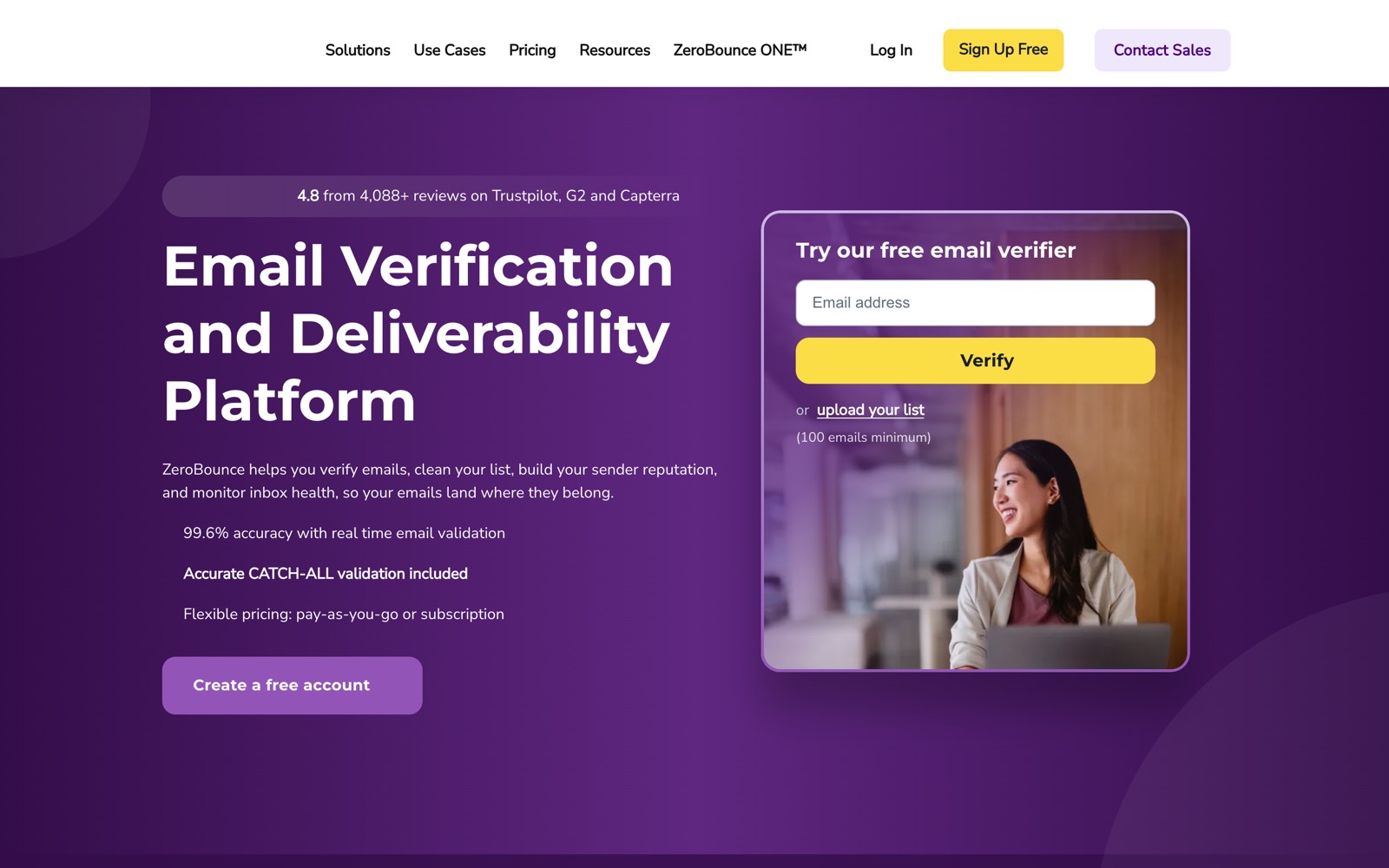 ZeroBounce: The ZeroBounce homepage: email validation and list cleaning.